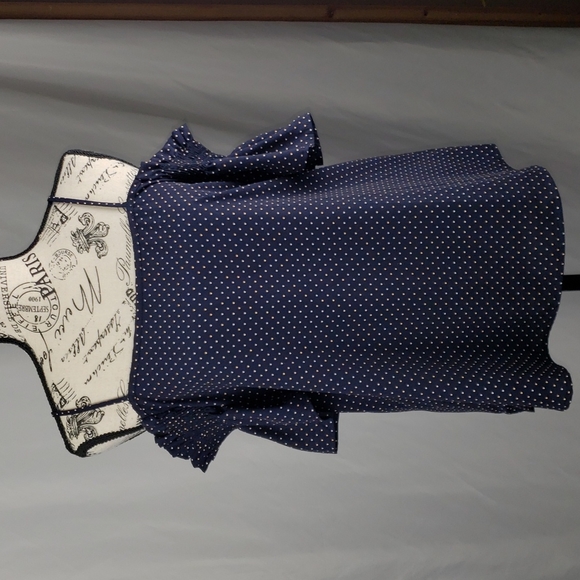 {Jella C} Cold Shoulder Going Out Top Polka Dot Navy - Picture 1 of 6
